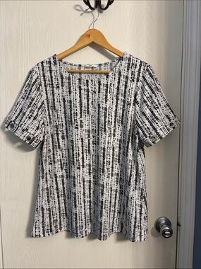 PerSeption Concept Black & White Printed Short-Sleeve Tunic